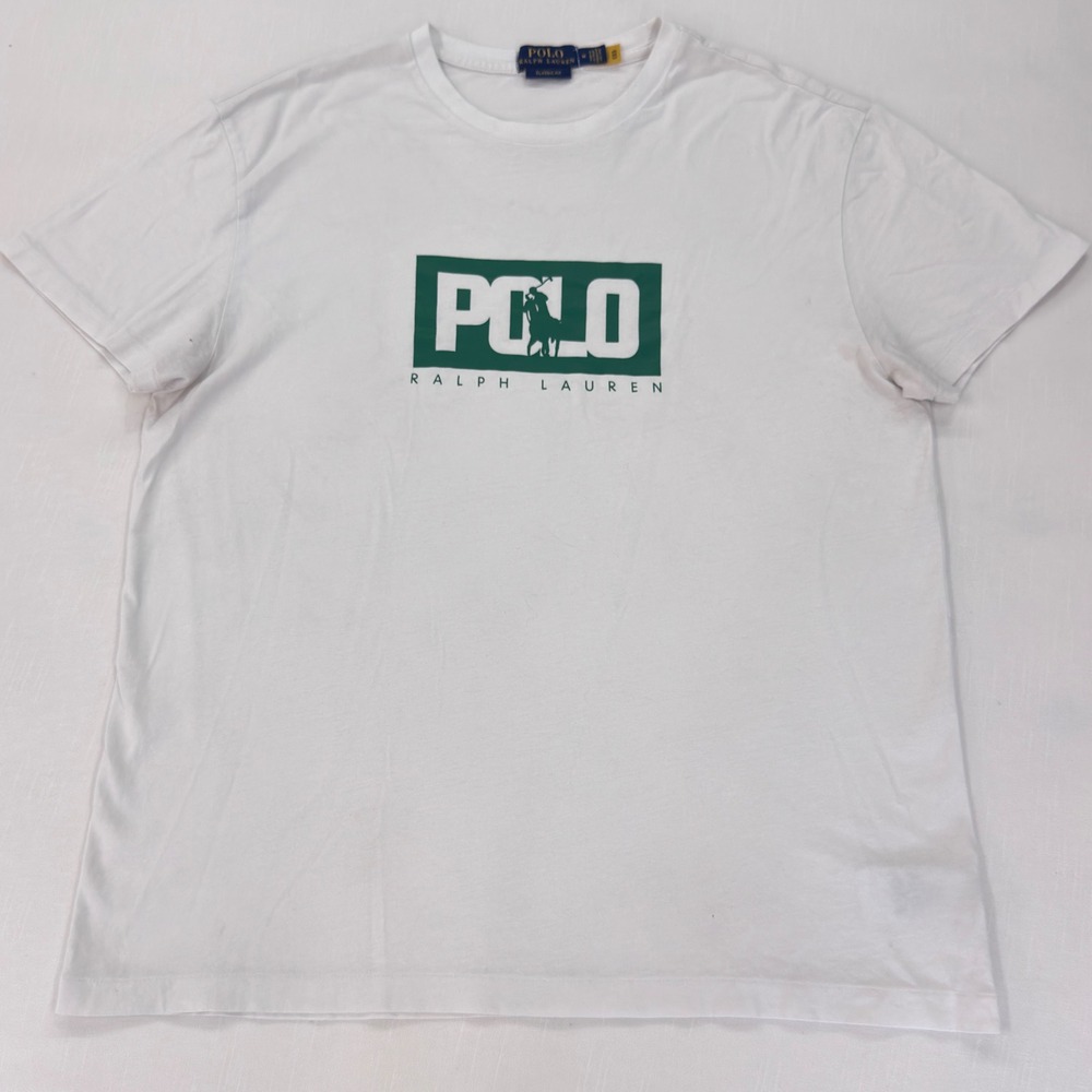 Polo Ralph Lauren Mens Vintage White Graphic Logo T-Shirt Classic Fit Size M